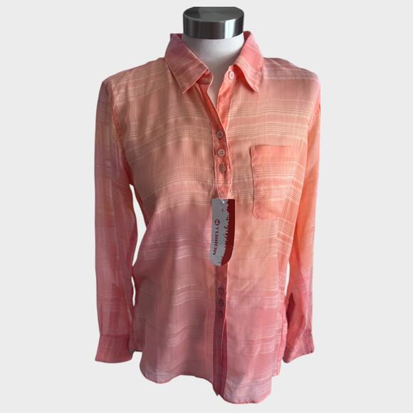Merrell Sherbet Womens Small Peach Orange NEW Button Front Shirt - Picture 1 of 12